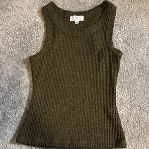 Dark Olive Ribbed Tank Top